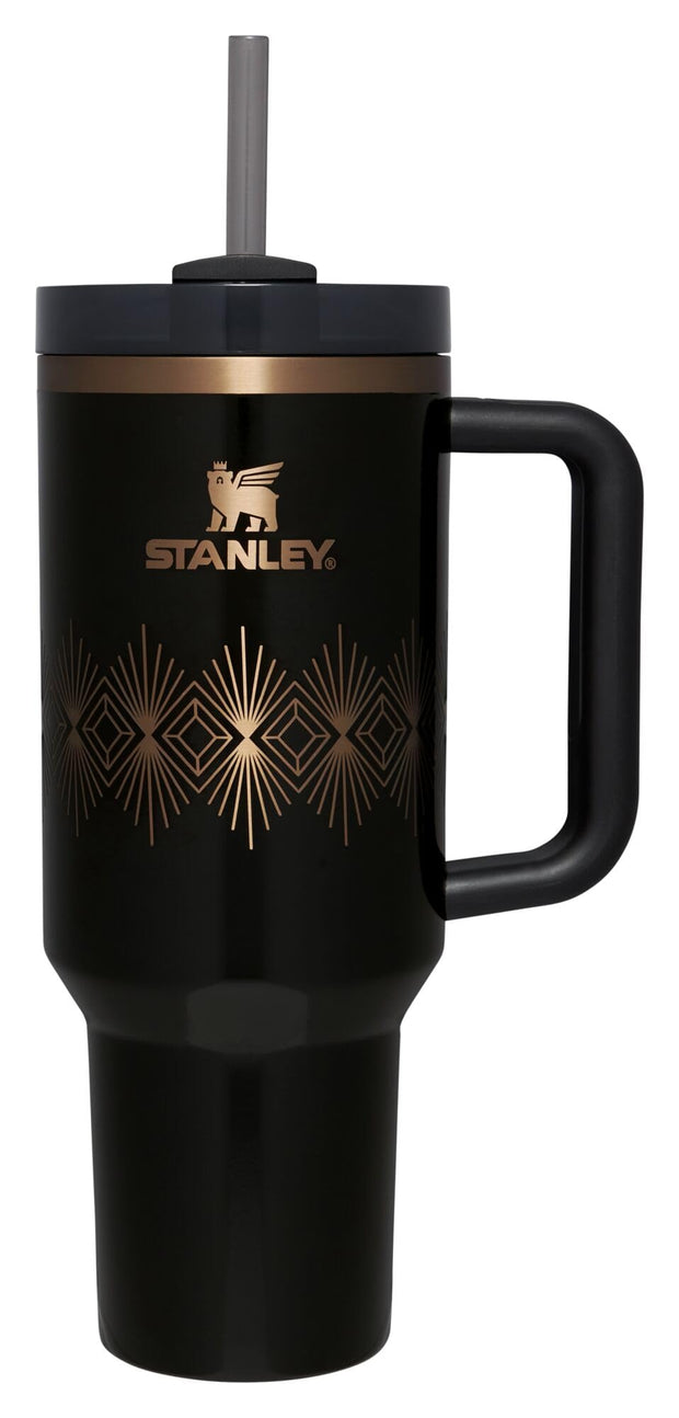 STANLEY Quencher H2.0 Tumbler with Handle and Straw 40 oz | Flowstate 3-Position Lid | Cup Holder Compatible for Travel | Insulated Stainless Steel Cup | BPA-Free | Black Chroma