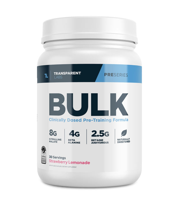 Transparent Labs Bulk Pre Workout Powder - Naturally Sweetened Advanced Pre-Workout Formula for Muscle Building and Strength - 30 Servings, Peach Mango
