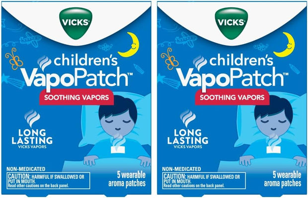 Vicks Children's VapoPatch, Wearable Mess-Free Aroma Patch, Soothing & Comforting Non-Medicated Vicks Vapors, For Children Ages 6+, 5ct - Pack of 2