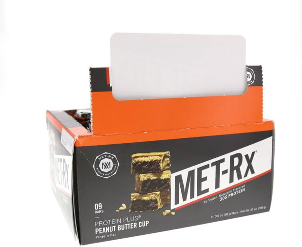 MET-Rx Protein Plus Bar, Great as Healthy Meal Replacement, Snack, and Help Support Energy, Gluten Free, Peanut Butter Cup, With Vitamin A, Vitamin C, and Zinc to Support Immune Health, 85 g,9 Count