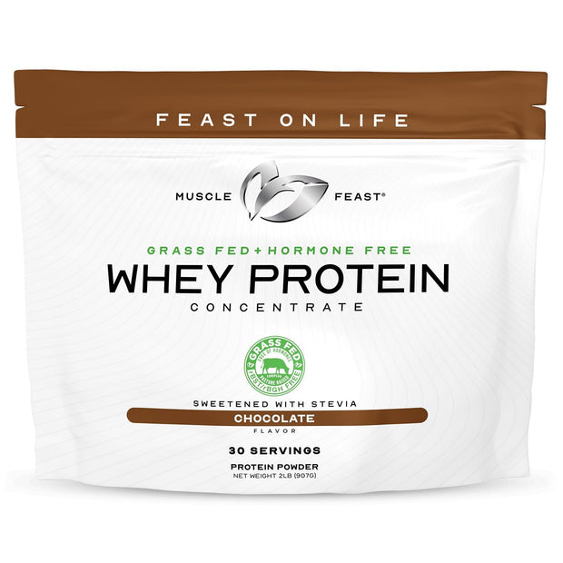 Muscle Feast Grass-Fed Whey Protein Concentrate Powder, All Natural, Hormone Free Pasture Raised Whey Protein Powder for Women & Men, Clean, Non-GMO & Gluten Free Whey Concentrate - Chocolate, 5lb