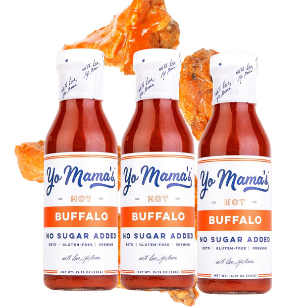 Yo Mama’s Foods Keto Hot Buffalo Dipping, Marinade & Wing Sauce - Pack of (3) - Low-Zero Carb, No Sugar Added, Whole30, Paleo, Gluten and Soy Free, and Low Calorie!