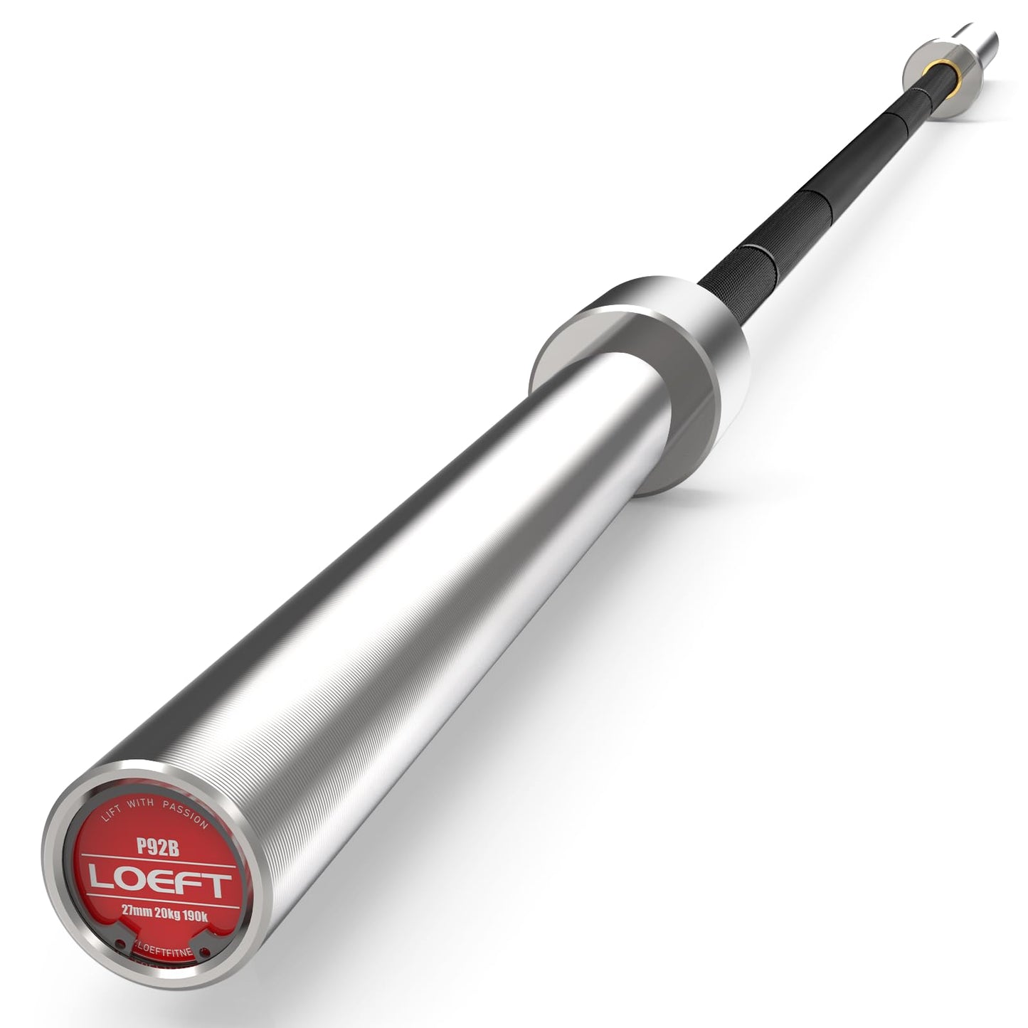 Professional Powerlifting Deadlift Barbell, 92in 27MM Olympic Barbell for Powerlifting, Deadlift Bar for 45lb 1500 lbs Weight Capacity 190K PSI, Enhanced Flex Weight Bar Fit 2" Weights