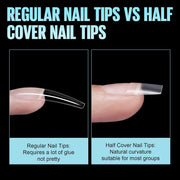 TOMICCA Short Coffin Nail Tips, 240Pcs Acrylic Half Cover Nail Tips Coffin, No C Curve Full Matte Gel Nail Tips Short, Nail Extension Tips for Beginner and Professional 12 Sizes