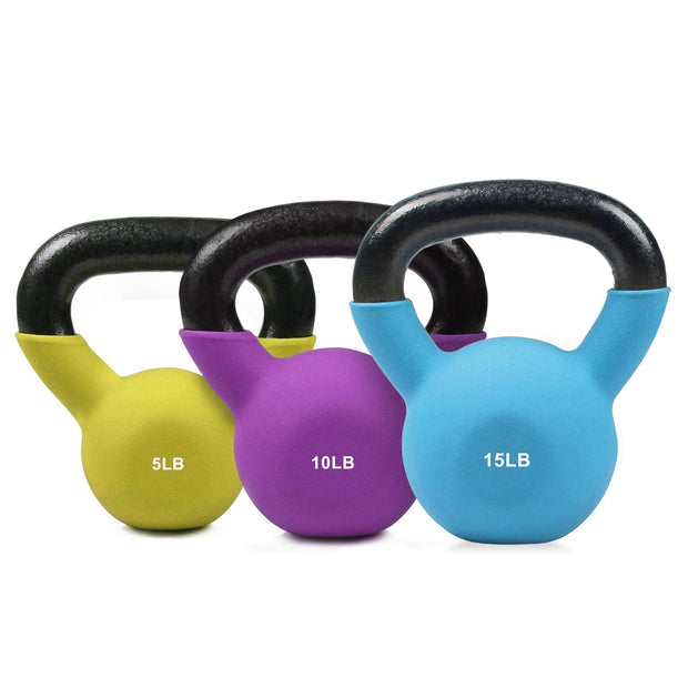 RitFit Neoprene Coated Solid Cast Iron Kettlebell 5 10 15 20 25 30 35 40 45 50 LB, Great for Full Body Workout, Cross-Training, Weight Loss & Strength Training