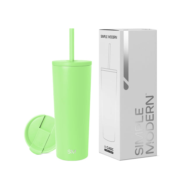 Simple Modern Insulated Tumbler with Lid and Straw | Iced Coffee Cup Reusable Stainless Steel Water Bottle Travel Mug | Gifts for Women Men Her Him | Classic Collection | 24oz | Midnight Black