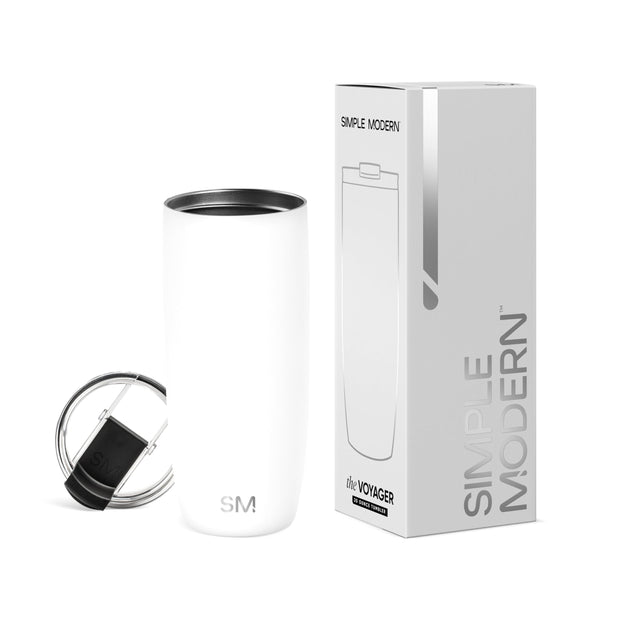 Simple Modern Travel Coffee Mug Tumbler with Flip Lid | Reusable Insulated Stainless Steel Cold Brew Iced Coffee Cup Thermos | Gifts for Women Men Him Her | Voyager Collection | 12oz | Almond Birch