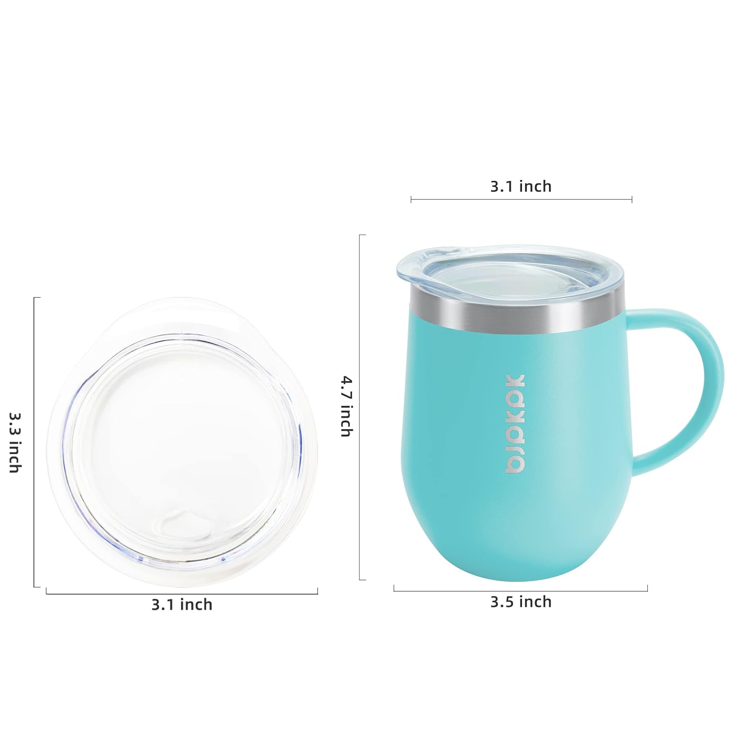 BJPKPK 2 pcs Insulated Coffee Mug, 12 oz Stainless Steel Insulated Coffee Tumbler with Lid for Hot Drinks & Cold Drinks- Turquoise