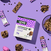 Verb Energy - Caffeinated Protein Bars Chocolate Chip Cookie Dough 190-Calorie Low Sugar 10g Protein Bar - Vegan Snacks - Gluten Free Breakfast Bars with Organic Green Tea, 51g Per Bar (Pack of 12)