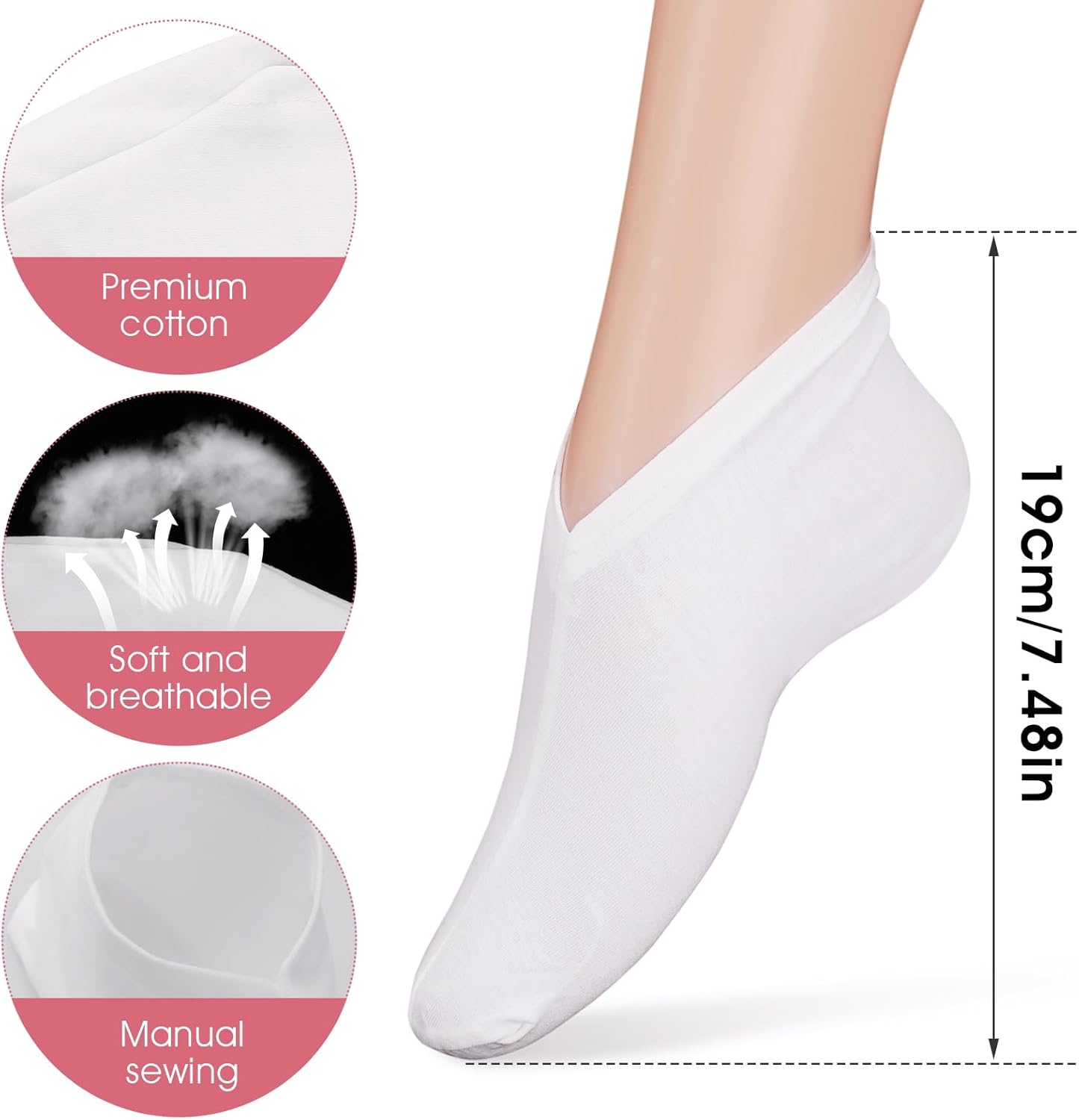 4 Pairs Moisturizing Socks Overnight, Lotion Socks for Dry Feet, Cotton Moisture Enhancing Socks, Soft Spa Absorbing Socks for Foot Care, Cosmetic Therapy Socks for Women and Men