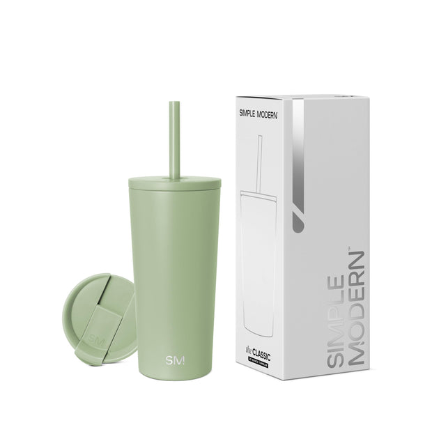 Simple Modern Insulated Tumbler with Lid and Straw | Iced Coffee Cup Reusable Stainless Steel Water Bottle Travel Mug | Gifts for Women Men Her Him | Classic Collection | 24oz | Midnight Black