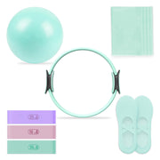 Pilates Essential Kit - Home Pilates Equipment Set - with Toning Pilates Ring & Long Resistance Bands & 3 Level Pilates Loop Bands & Soft Pilates Ball & Pilates Grip Socks