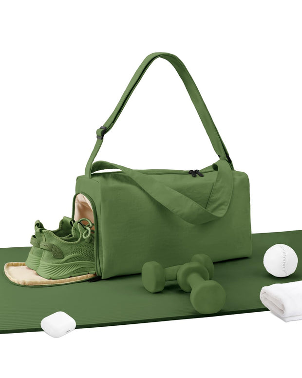 Small Gym Bag for Women with Shoes Compartment, Stylish Duffle Travel Bag for Plane, Lightweight Duffle Bag for Women & Men, Sport Gym Tote Bag with Wet Pocket for Yoga, Pilates, Swimming