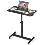 Adjustable Overbed Bedside Table, Hospital Bed Table with Wheels, Portable Rolling Desk, Mobile Small Standing Desk, Rolling Laptop Stand, Computer Cart