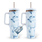 Leakproof, Eco-Friendly Tumbler Bottle – Multi-Use Protein Shaker, Smoothie Cup & Water Bottle – White Marble, Pink, Beige, Black (Pink, Pack Of 2)