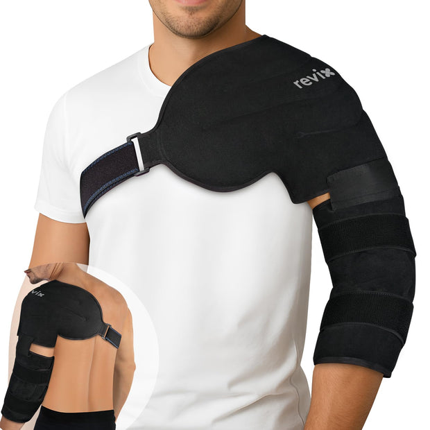 REVIX Arm Ice Pack Wrap for Pitchers – Shoulder and Elbow Ice Pack Reusable Cold Therapy Wrap for Baseball Pitcher Arm Recovery, Adjustable Compression Sleeve for Post-Workout Muscle Relief