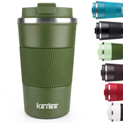 KETIEE Travel Coffee Mug Spill Proof 12oz, Insulated Reusable Coffee Cups with Seal Lid, Vacuum Stainless Steel Travel Mug to Go Car Tumbler for Hot/Ice Drinks (Grey)