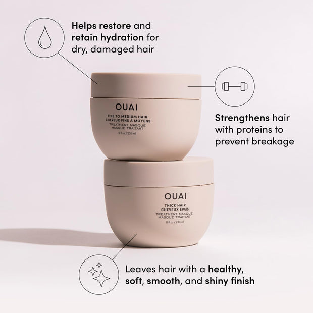 OUAI Travel Kit - Includes Travel Size Leave In Conditioner, Detox Shampoo, Fine to Medium Hair Mask, Scalp & Body Scrub (4 Count)