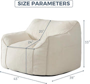 MAXYOYO Giant Bean Bag Chair for Adults, Stuffed Living Room Bean Bag Chair with Armrest, Large Fluffy Bean Bag Sofa with Filler, Accent Chair Sofa Floor Chair with Pocket for Dorm Reading, Beige