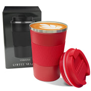 YINBAOGE Insulated Travel Coffee Mug Spill Proof Leak Proof Pobtable To Go Camping Stainless Steel Coffee Tumbler Reusable Coffee Cups with Lids Thermos for Hot and Cold Drink (Black, 12 OZ)