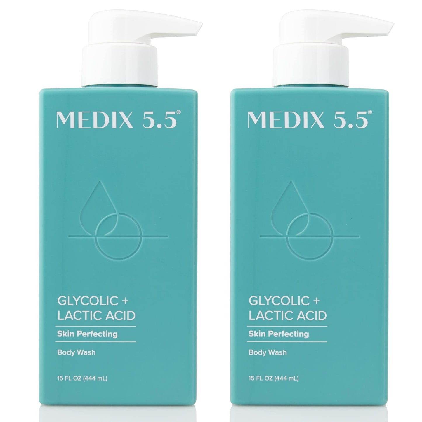 Medix 5.5 Glycolic Acid + Lactic Acid Exfoliating Body Wash Gel | KP Bump Eraser | AHA Exfoliant Skin Care Body Cleanser | Keratosis Pilaris & Acne | Anti Aging AHA Foaming Body & Face Wash, 15 Fl Oz