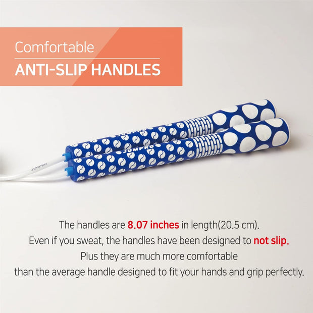 Skipping Jump Rope for Fitness Workout - Light Weight, Adjustable, Tangle Free, Excellent line control for Cardio Boxing, CrossFit, Training Exercise All Ages and Gender ( Special Luxury, KA-220, Made in Korea)