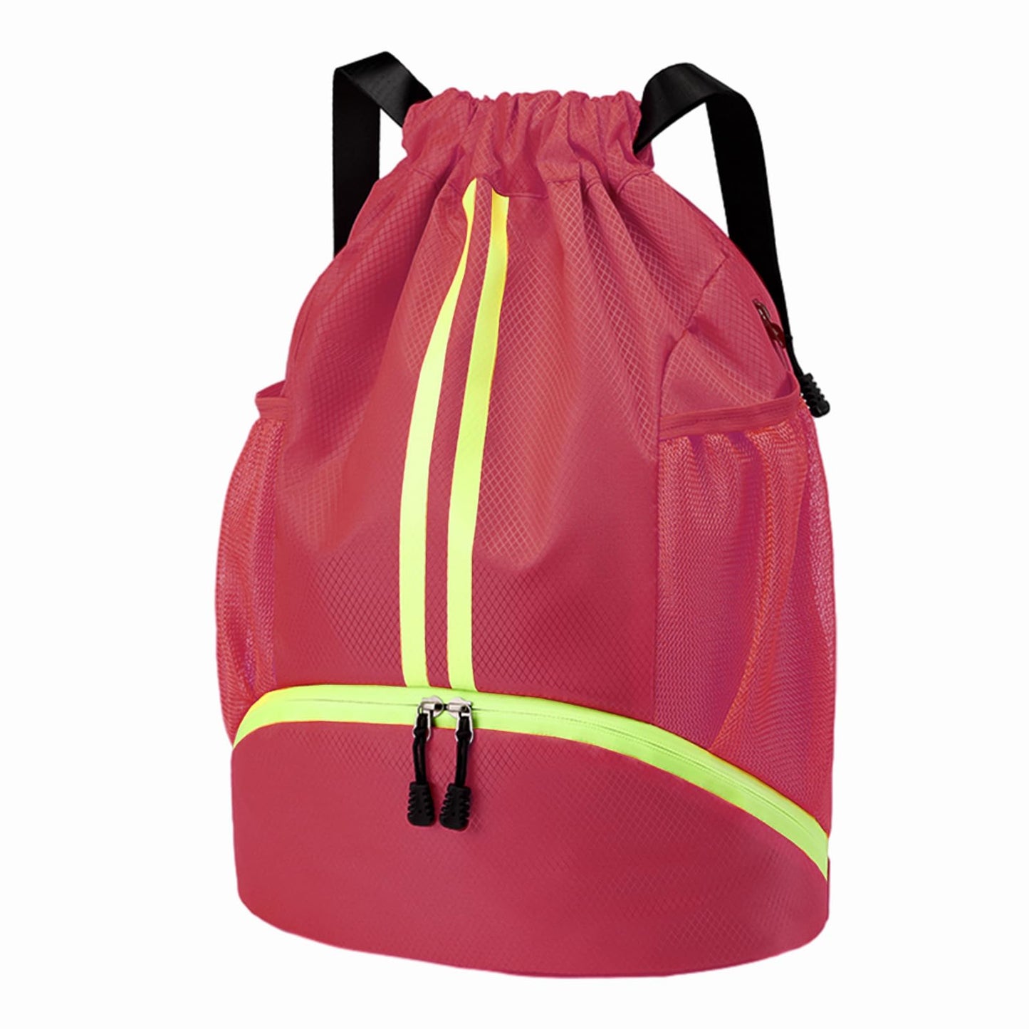 Hoedia Sports Drawstring Backpack - String Swim Gym Bag with Shoes Compartment and Wet Proof Pocket for Women&Men