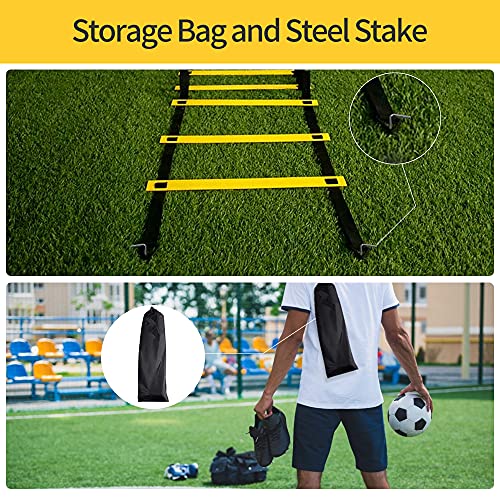 1/2/4 Pack 12 Rungs Agility Ladder Set, Training Ladder with Steel Stakes and Carry Bag for Soccer, Speed Fitness Feet Training