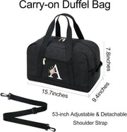 Small Gym Bag for Women Letter Style Small Duffle Bag for Travel Sport Carry on Bag-Black(Letter A)