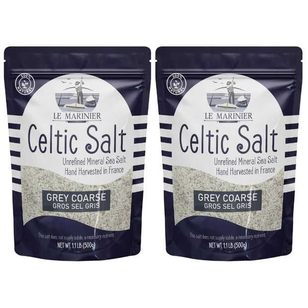 Le Marinier French Sea Salt Grey Coarse, 1.1lb - 18oz. Mineral Rich 100% Natural and Unrefined Celtic Salt Organic. Hand Harvested Mineral Sea Salt, Sel Gris (1.1lb Grey Coarse)