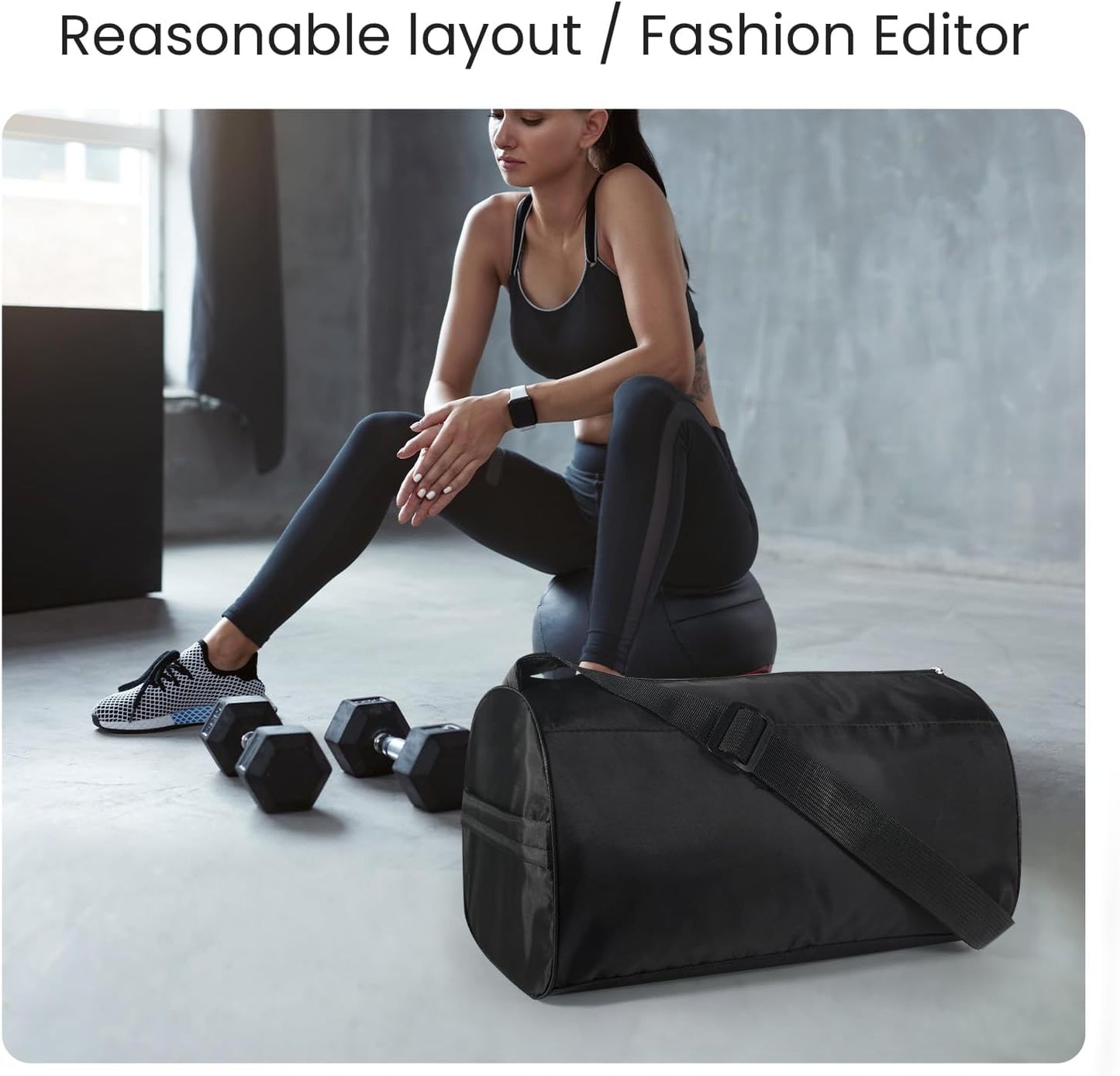 C&F BOGMOST Small Gym Bag for Women & Men,Small Lightweight Duffel Bag Carry On Bags Mini Duffel Travel Bag Waterproof Sports Bags for Workout/Sport/Travel, Black