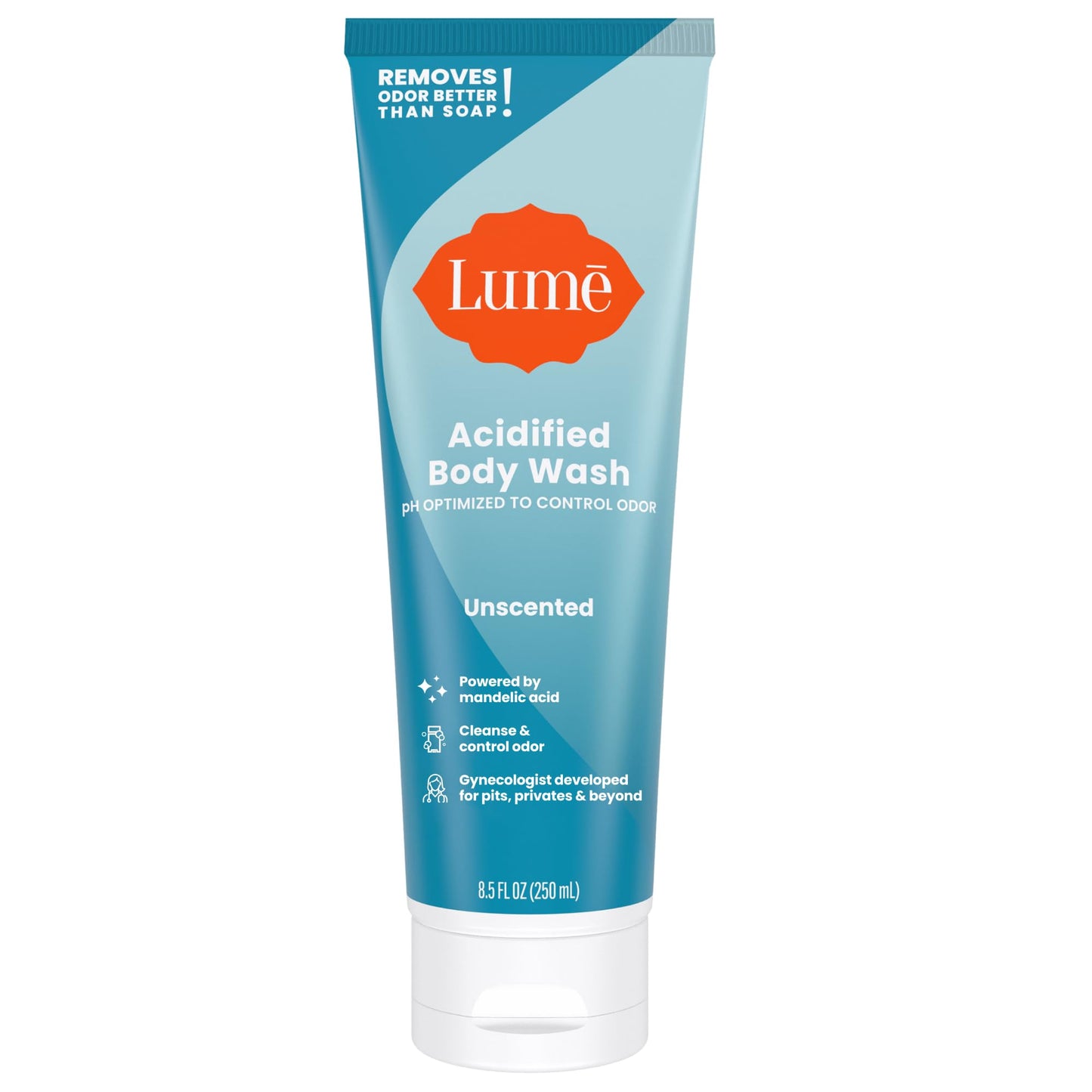 Lume Acidified Body Wash - 24 Hour Odor Control - Removes Odor Better than Soap - Moisturizing Formula - Formulated Without SLS or Parabens - OB/GYN Developed - 8.5 ounce (Lavender Sage)