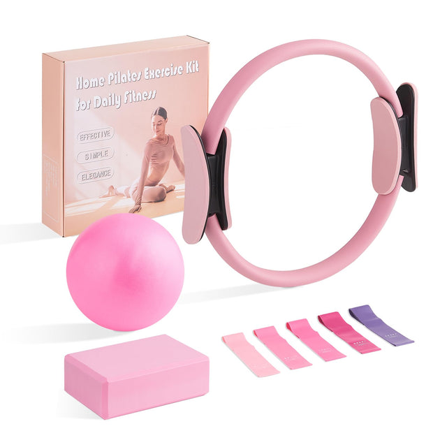 10 Pcs Pilates Equipment Present Pilates Ring Set with Yoga Ring Ball Stretching Strap Risistance Bands Block Gym Bag