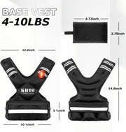 KHTO Adjustable Weighted Vest for Men and Women with Warning Light Reflective Strip，Large Weight Vest for Exercise Set Cardio and Strength Training (4-10lb/11-20lb/20-32lb)