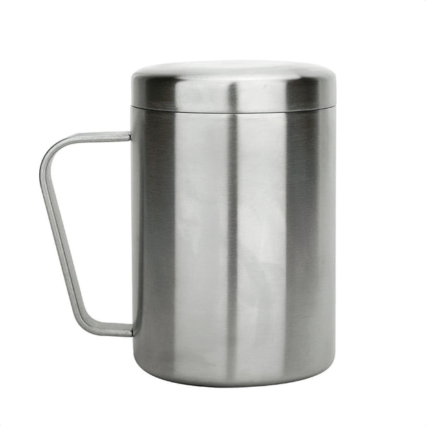 Stainless Steel Double Coffee Mug,16.5oz/500ml Tea Mug with Lid and Handle,Camping and Traveling Coffee Mug, 100% BPA Free,For Coffee, Tea,Juice,Milk, Hot and Cold Drinks (1 pc)