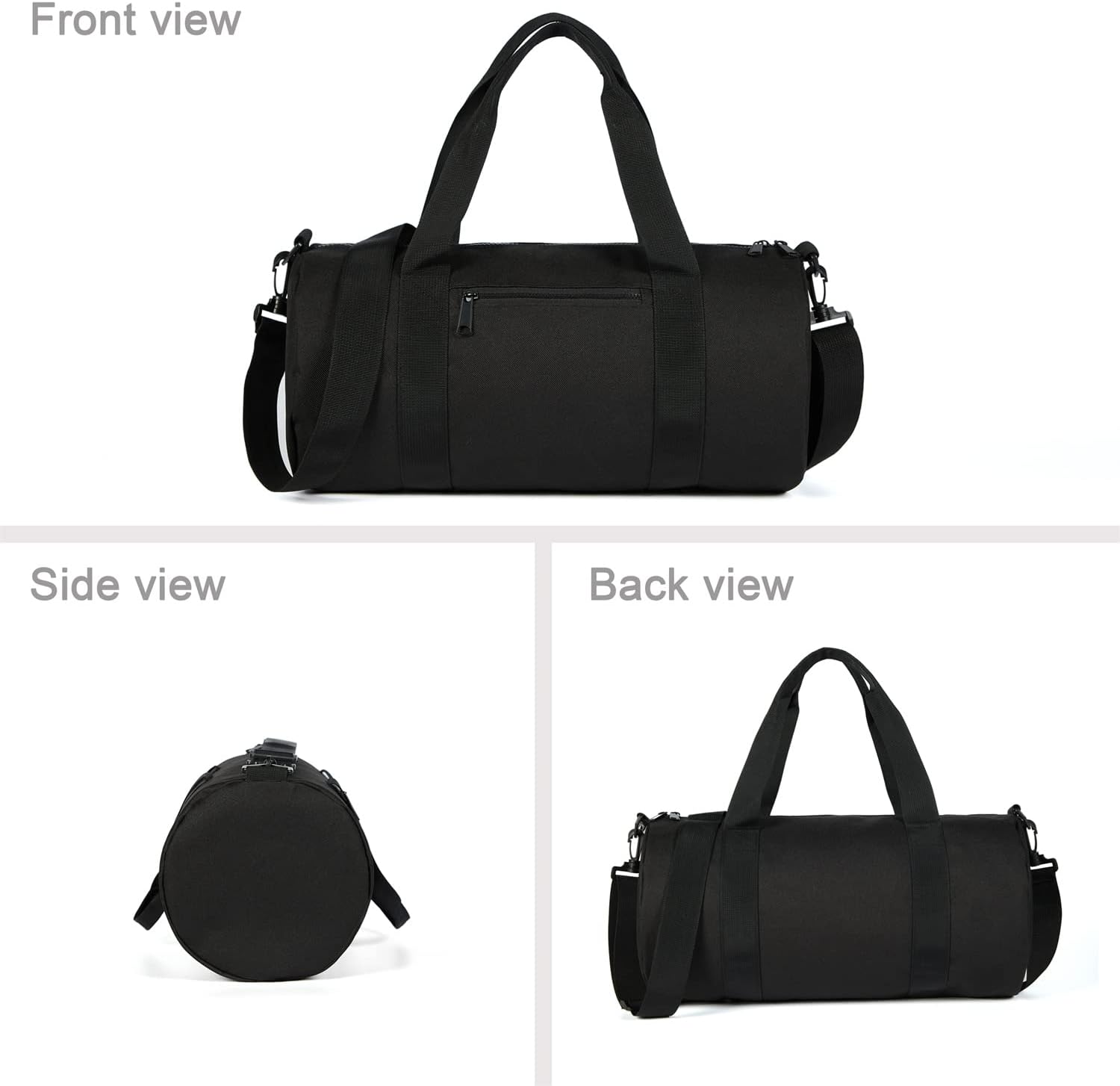Small Gym Bag Duffel Bag for Women Men Fitness Sports Bag Workout Adjustable Detachable Shoulder Strap Lightweight Carry on Travel Duffle Bag (Black, 15" / Mini / 12L)