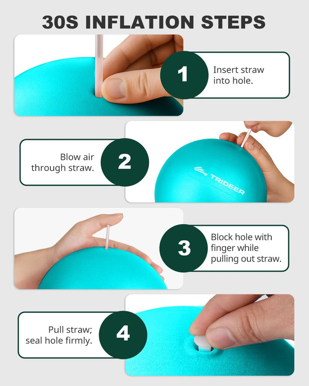 Trideer Pilates Ball 9 Inch, Small Exercise Ball with Exercise Guide for Yoga, Core Training, Physical Therapy, Balance, Stability, Stretching
