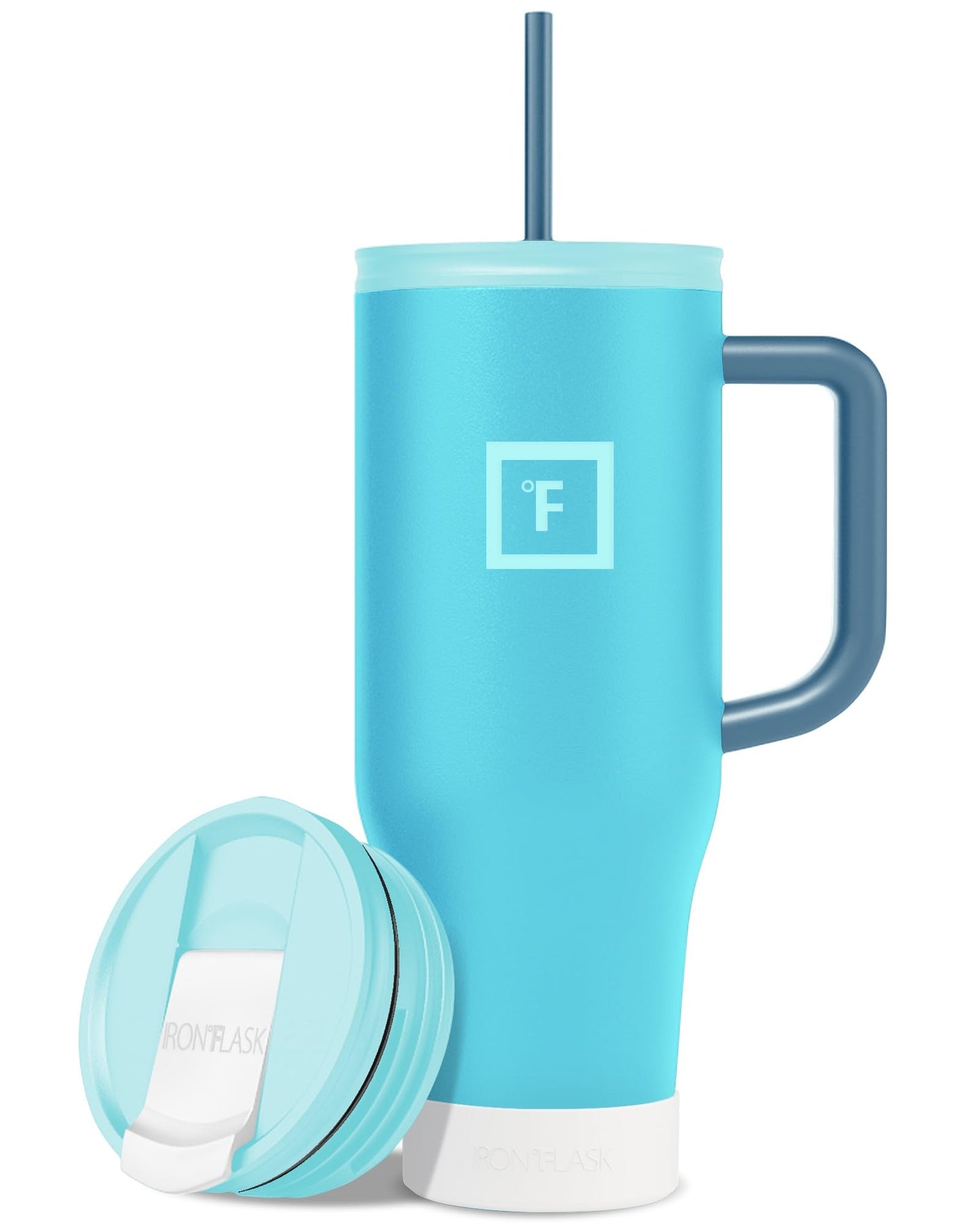 IRON °FLASK Co-Pilot Insulated Mug w/Straw & Flip Cap Lids - Cup Holder Bottle for Hot, Cold Drink - Leak-Proof - Water, Coffee Portable Travel Mug - Aurora, 32 Oz