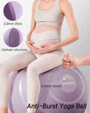 YOTTOY Anti-Burst Exercise Ball for Working Out, Yoga & Pregnancy, Extra Thick Workout Ball for Physical Therapy & Fitness