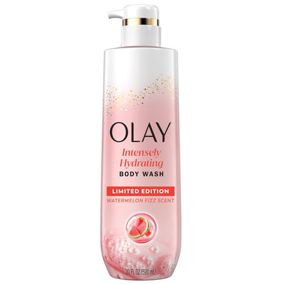 Olay Body Wash for Women, Intensely Hydrating, Pro-Hyaluronic Acid Serum Complex, Renews Moisture, Vitamin B3 Lameller Technology, For All Skin Types, Watermelon Summer Fizz Scent, 20 fl oz