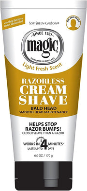 Magic Razorless Cream Shave Bald Head 6 Ounce Tube (177ml) (6 Pack)