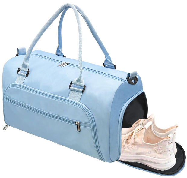 woogwin Small Gym Bag for Men & Women with Shoes & Wet Compartment Waterproof Duffle Bag for Travel Sports Workout Overnight Weekender(17.7'',Black)