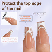 Misssix French Gel Nail Tips, 150Pcs French Tip Press on Nails Long Square Design, No Need to File Tips Pre-lasting, Fake Nails for Nail Art DIY 15 Sizes