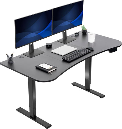 VIVO Electric 63 x 32 in Standing Desk, Memory Height Adjustment, 176 lb Frame Support, 2E Series, Black Top Black Frame, DESK-KIT-2E1B
