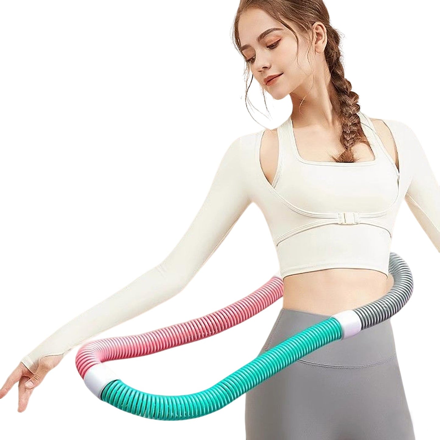 Foldable Fitness Hula Hoop, no Waist Damage Spring Design, Suitable for Home Fitness and Travel Carrying