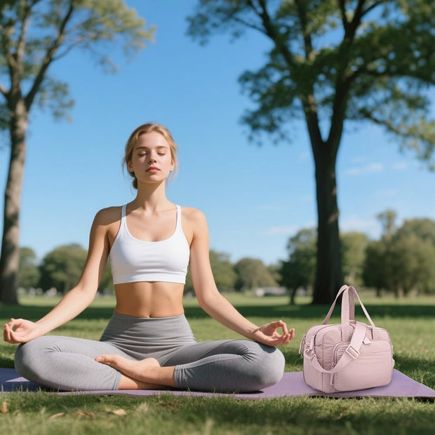 mini gym bag for women, travel duffel bag with wet pockets and Shoe Compartment,Lightweight carry on weekender duffel, water resistant,for sports,yoga,dance,khaki