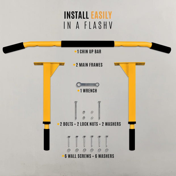 Yes4All Pull Up Bar Wall Mounted - Multifunctional Wall Mounted Pull Up Bar for Home Gym Workout Strength Training Equipment