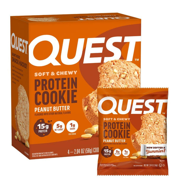 Quest Nutrition Chocolate Chip Protein Cookie, 15g Protein, 1g Sugar, 2g Net Carbs, Keto Friendly, High Protein, Low Carb; 4 Count