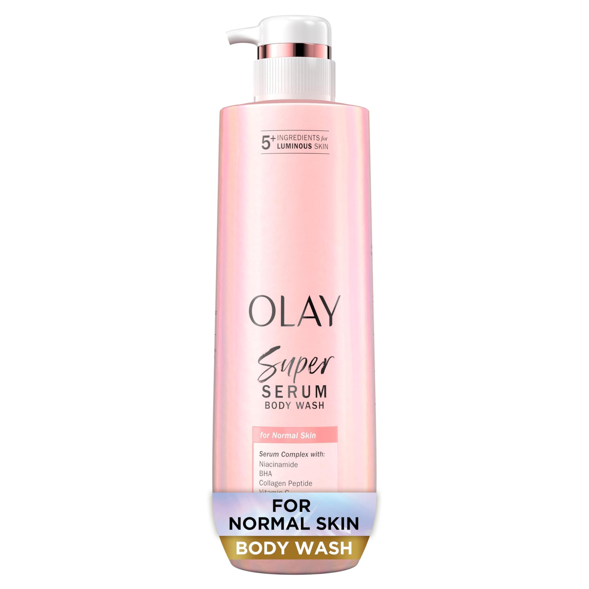 Olay Super Serum Body Wash for Extra Dry Skin, 24hr Long Lasting Hydration, 5+ Ingredient Serum Complex for Bright Even Firm Luminous Skin, 18.5 fl oz