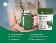 Kate Naturals Organic Spirulina Powder for Immune Support and Antioxidants. Nutrient Dense Superfood Supplement (8 oz, USDA Certified, Non-GMO, Gluten- Free)